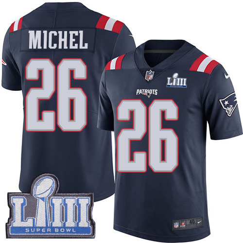 Women New England Patriots #26 Michel blue Nike Vapor Untouchable Limited 2019 Super Bowl LIII NFL Jerseys->new york giants->NFL Jersey